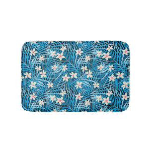 Palm Leaves Blue Pattern Badmat