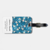 Palm Leaves Blue Pattern Bagagelabel (Achterkant horizontaal)