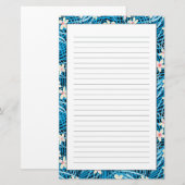 Palm Leaves Blue Pattern Briefpapier (Voorkant / Achterkant)