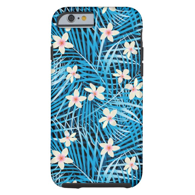 Palm Leaves Blue Pattern Case-Mate iPhone Case (Achterkant)