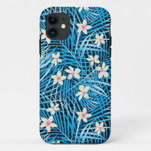 Palm Leaves Blue Pattern iPhone 11 Hoesje