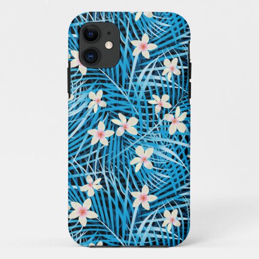 Palm Leaves Blue Pattern Case-Mate iPhone Case (Achterkant)