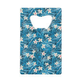 Palm Leaves Blue Pattern Creditkaart Flessenopener (Voorkant)