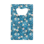 Palm Leaves Blue Pattern Creditkaart Flessenopener (Achterkant)