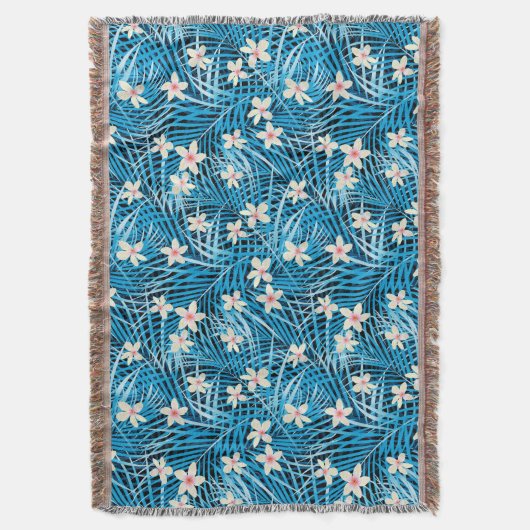 Palm Leaves Blue Pattern Deken (Voorkant Verticaal)