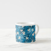 Palm Leaves Blue Pattern Espresso Kop (Voorkant rechts)