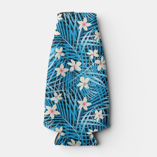 Palm Leaves Blue Pattern Flesjeskoeler (Voorkant)