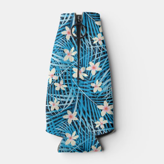 Palm Leaves Blue Pattern Flesjeskoeler (Achterkant)