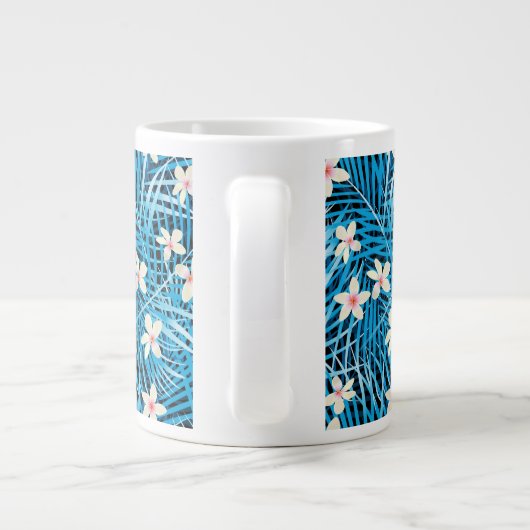 Palm Leaves Blue Pattern Grote Koffiekop (Achterkant)