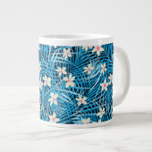 Palm Leaves Blue Pattern Grote Koffiekop (Voorkant rechts)