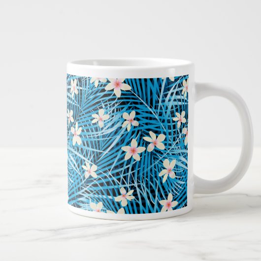 Palm Leaves Blue Pattern Grote Koffiekop (Rechts)