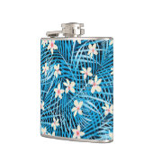 Palm Leaves Blue Pattern Heupfles (Links)