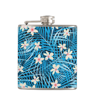 Palm Leaves Blue Pattern Heupfles