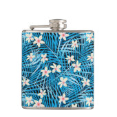 Palm Leaves Blue Pattern Heupfles (Voorkant)