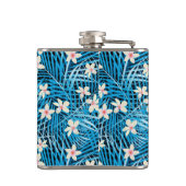 Palm Leaves Blue Pattern Heupfles (Achterkant)