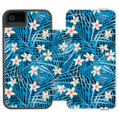 Palm Leaves Blue Pattern Incipio iPhone Portemonnee Hoesje (Agenda Open)