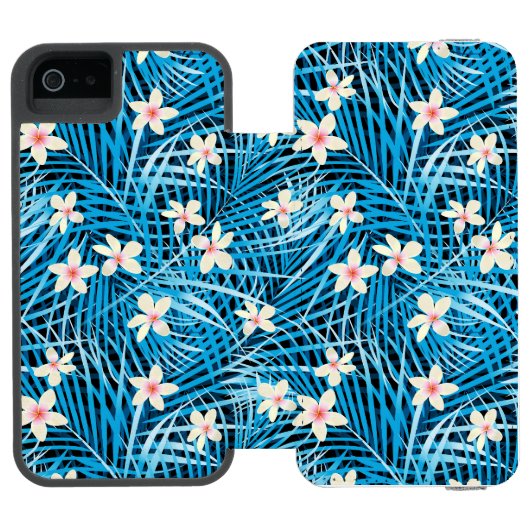 Palm Leaves Blue Pattern Incipio iPhone Portemonnee Hoesje (Agenda Open)