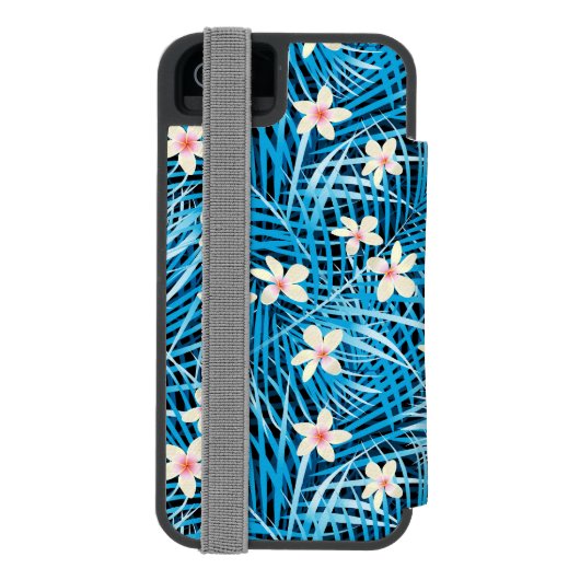 Palm Leaves Blue Pattern Incipio iPhone Portemonnee Hoesje (Agenda Achterkant)