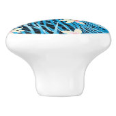 Palm Leaves Blue Pattern Keramische Knop (Zijkant)