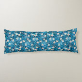 Palm Leaves Blue Pattern Lichaamskussen (Achterkant)