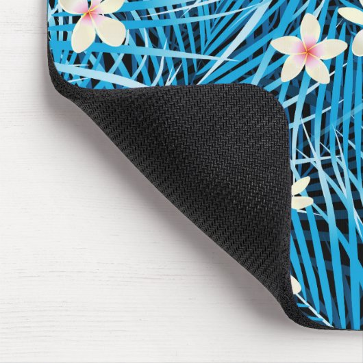 Palm Leaves Blue Pattern Muismat (Hoek)