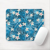 Palm Leaves Blue Pattern Muismat (Met muis)