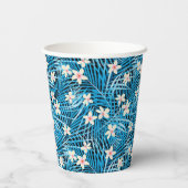 Palm Leaves Blue Pattern Papieren Bekers (Achterkant)