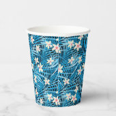 Palm Leaves Blue Pattern Papieren Bekers (Rechts)