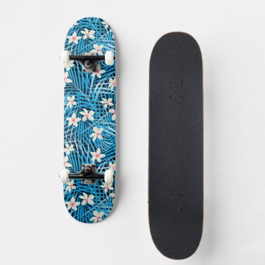 Palm Leaves Blue Pattern Persoonlijk Skateboard (Voorkant)