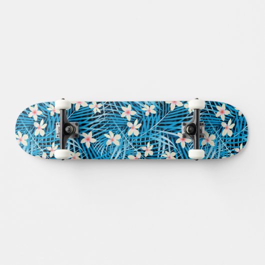 Palm Leaves Blue Pattern Persoonlijk Skateboard (Horizontaal)