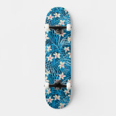 Palm Leaves Blue Pattern Persoonlijk Skateboard (Voorkant)