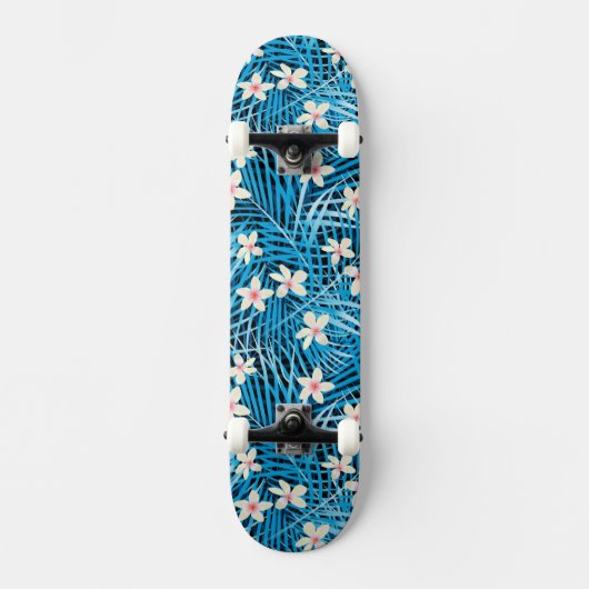 Palm Leaves Blue Pattern Persoonlijk Skateboard (Voorkant)