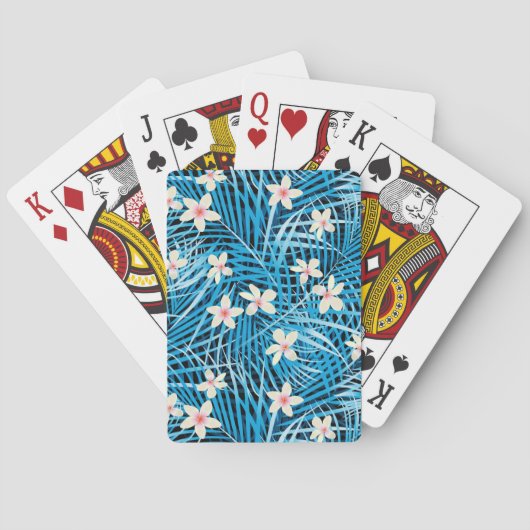 Palm Leaves Blue Pattern Pokerkaarten (Achterkant)