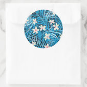 Palm Leaves Blue Pattern Ronde Sticker (Tas)