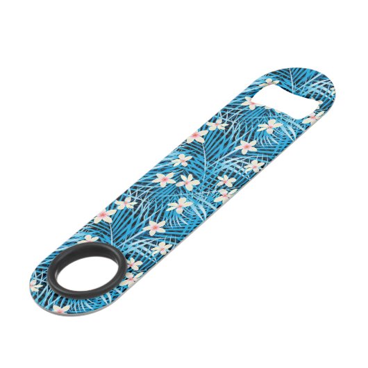Palm Leaves Blue Pattern Speed Flessenopener (Achterkant Gekanteld)