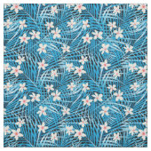 Palm Leaves Blue Pattern Stof (Swatch)