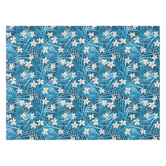 Palm Leaves Blue Pattern Tafelkleed (Voorkant (Horizontaal))