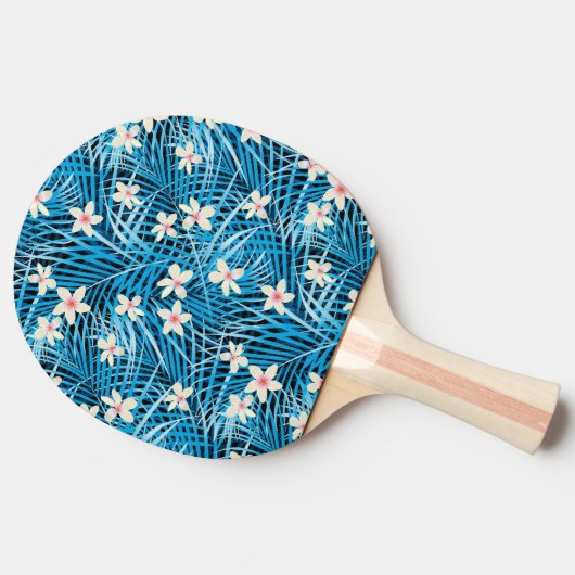 Palm Leaves Blue Pattern Tafeltennisbatje (Zijkant)