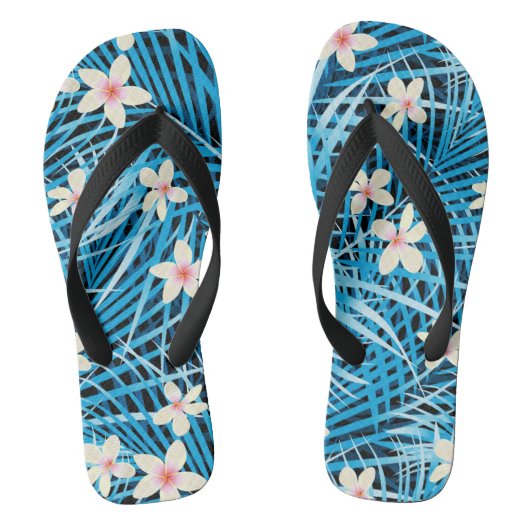 Palm Leaves Blue Pattern Teenslippers (Voetbed)