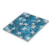 Palm Leaves Blue Pattern Tegeltje (Zijkant)