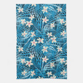 Palm Leaves Blue Pattern Theedoek (Verticaal)