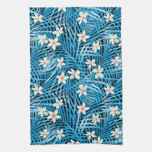 Palm Leaves Blue Pattern Theedoek