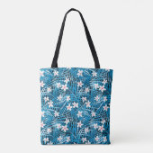 Palm Leaves Blue Pattern Tote Bag (Achterkant)