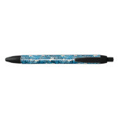 Palm Leaves Blue Pattern Zwarte Inkt Pen (Achterkant)