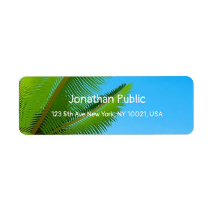 Palm Leaves Blue Sky Elegant Calligraded Sjabloon Etiket