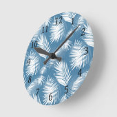 Palm Leaves Blue White Design 272 Ronde Klok (Hoek)