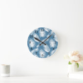 Palm Leaves Blue White Design 272 Ronde Klok (Huis)