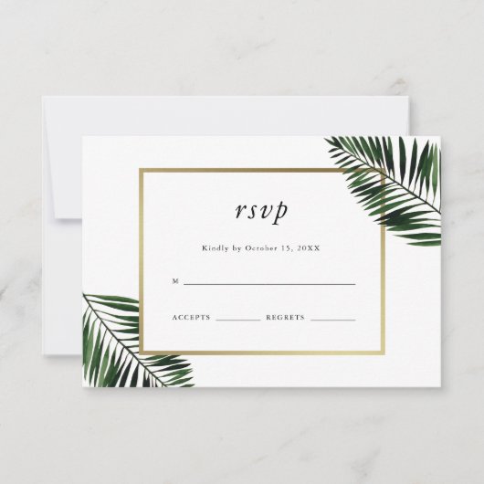 Palm Leaves Bruiloft RSVP (Voorkant)