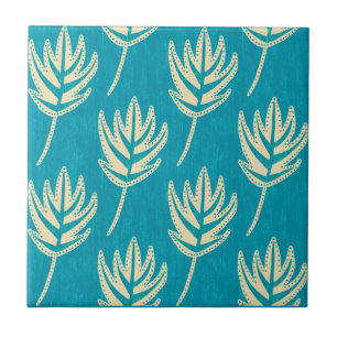 Palm Leaves Cream en Blue Green Tegeltje