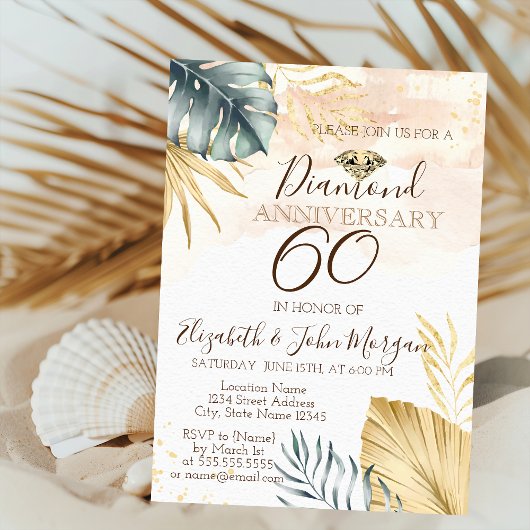 Palm Leaves Diamond, Confetti Wedding Jubileum Kaart